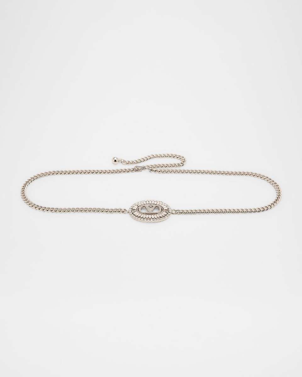 Crystal VLogo Signature Chain Belt